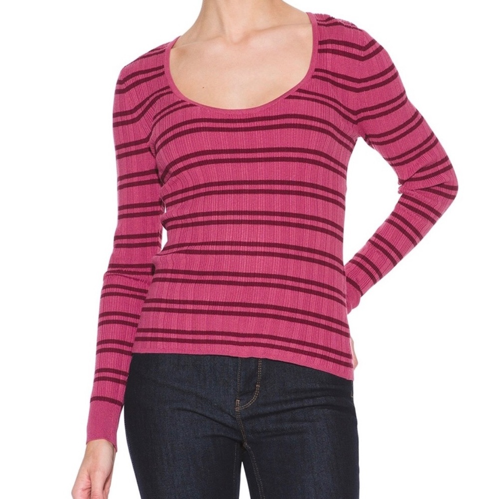 WHBM Striped Rib-Knit Pullover